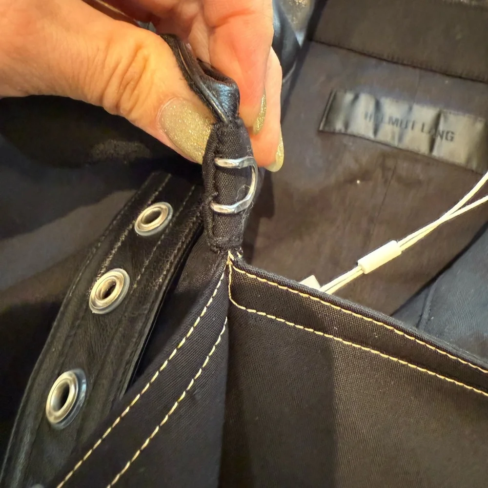 Helmut Lang NWT Black Cropped Trench Coat with Leather Accents - Picture 8 of 16